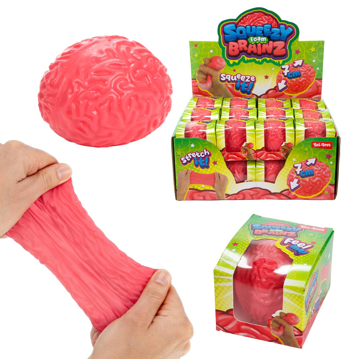 FUN Knijpbal Brainz gevuld met foam 7cm