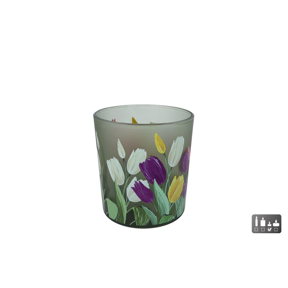 Theelicht Tulp  glas 7,5x7,5x8cm