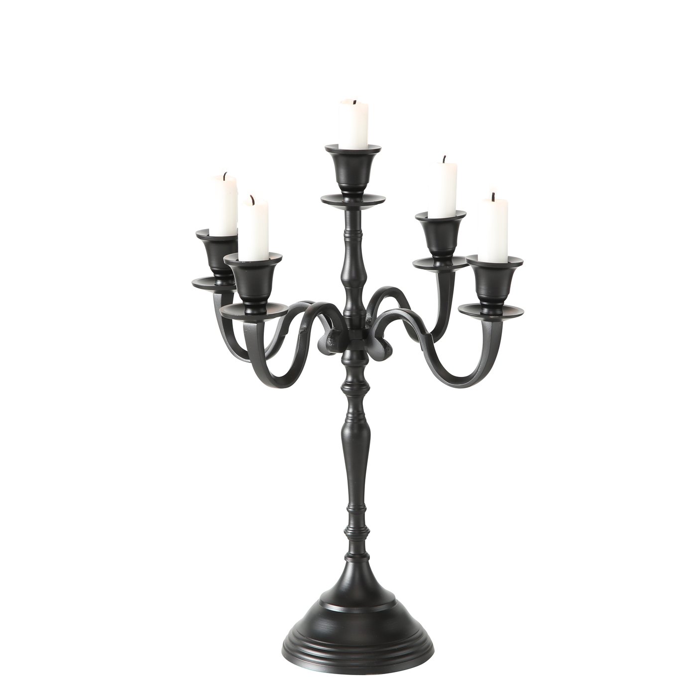 Kandelaar H40cm zwart alu 5-armig