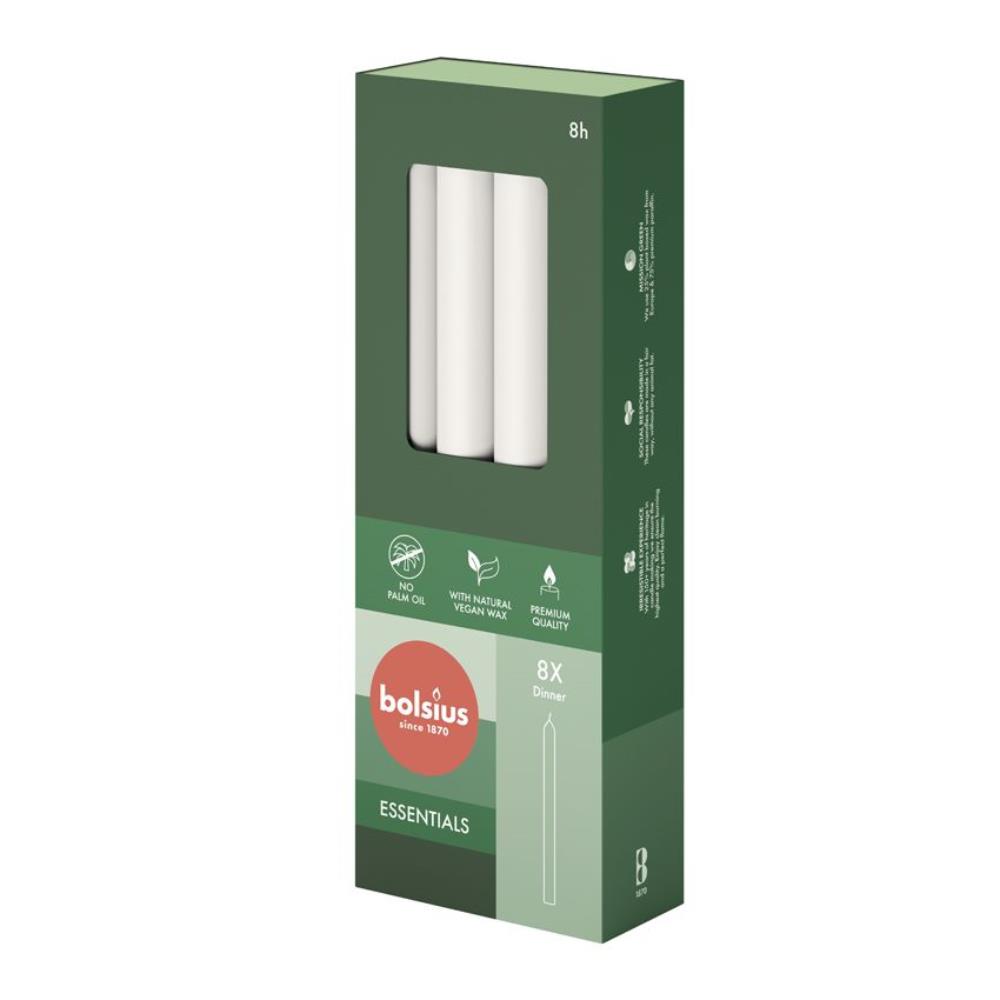 Bolsius Dinerkaarsen 230/20  White 8 st.