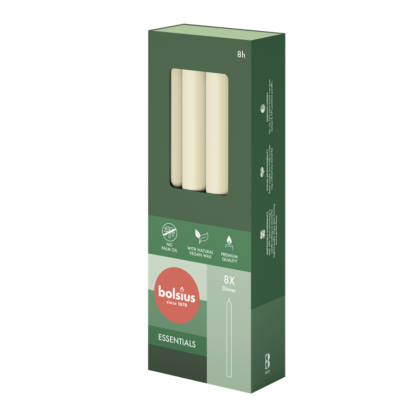 Bolsius Dinerkaarsen 230/20 Pearl 8 st.