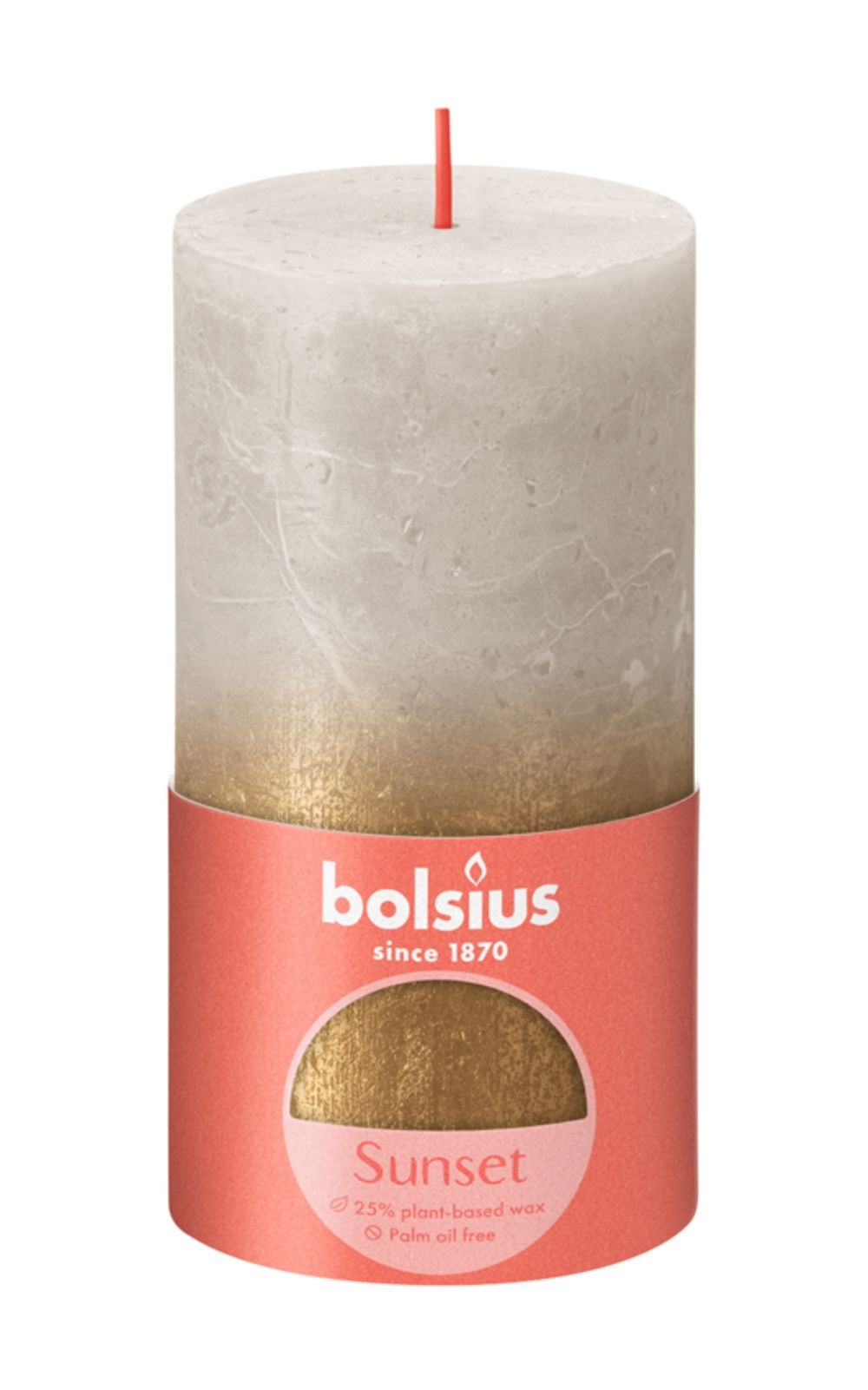 Bolsius Rustiek kaars 130/68  grijs/goud