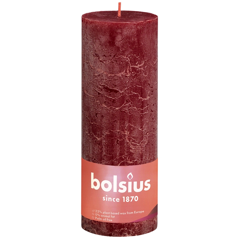 Bolsius Rustiek stompkaars 190/68 Rood