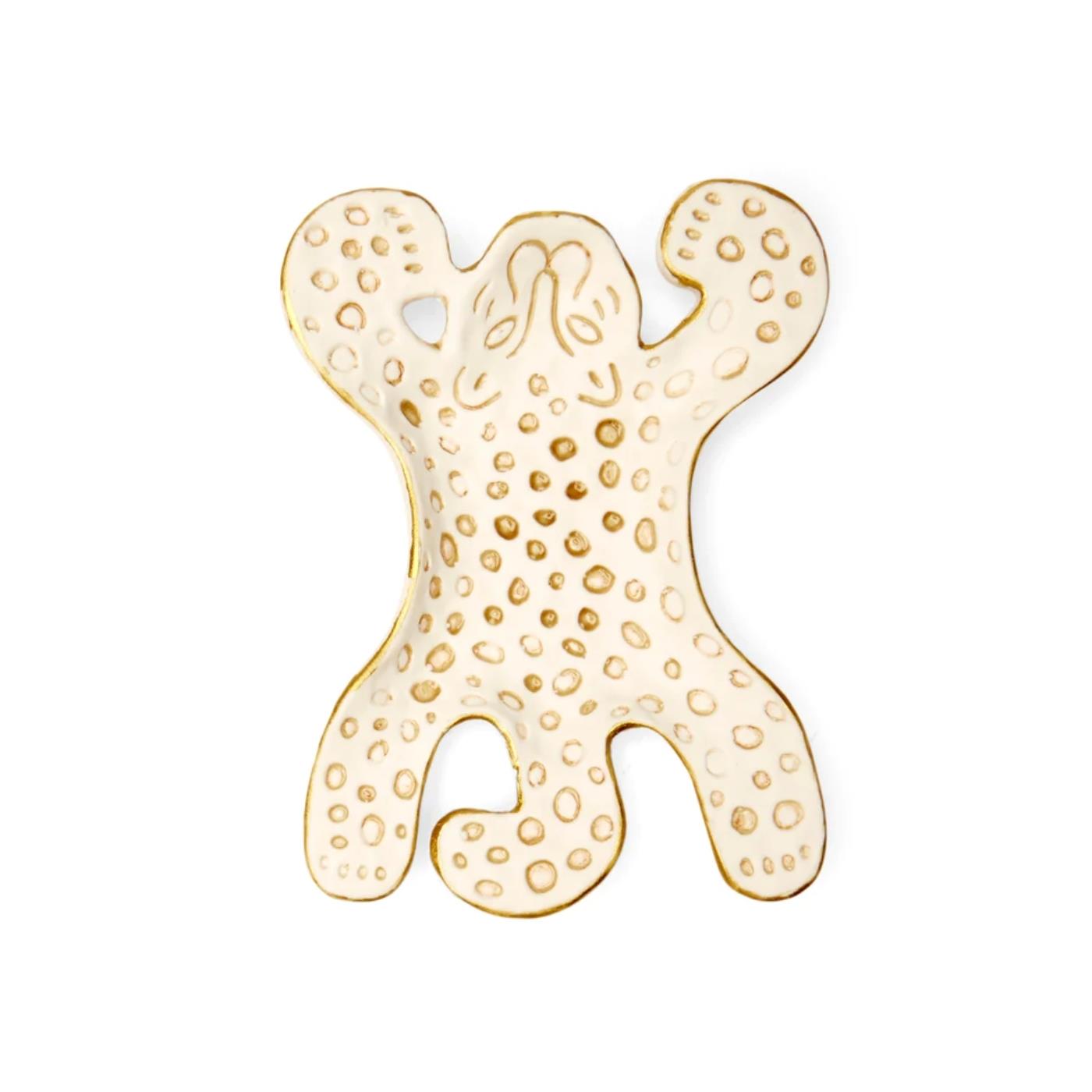 Decoratie schaaltje luipaard wit 13cm