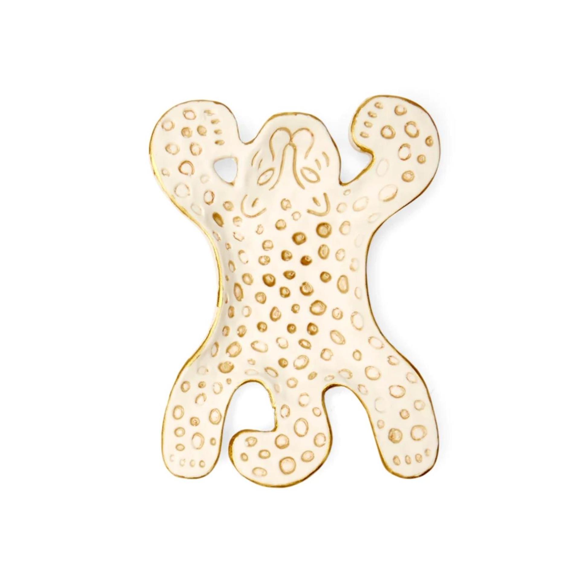 Kikkerland decoratie schaal luipaard wit 13cm