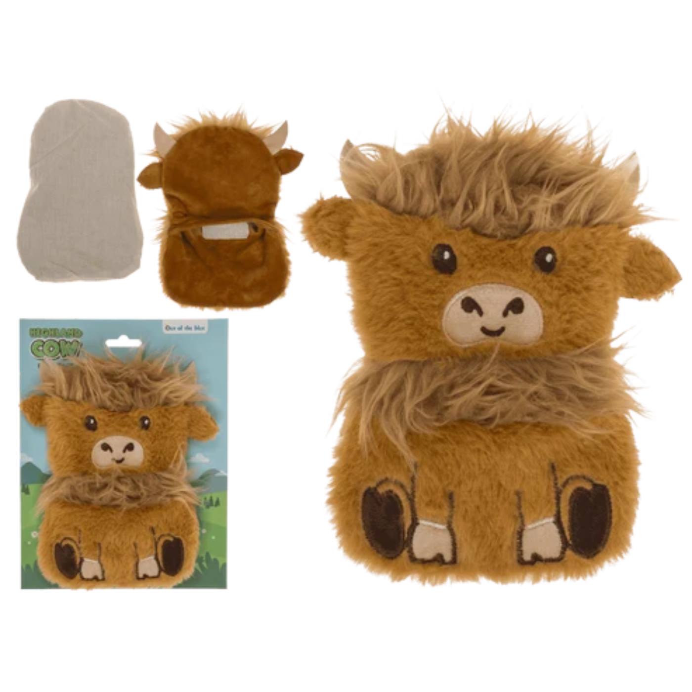 Warmte Kussen Schotse Hooglander 20,5 x 14 cm, microwave use, Hoes 100% polyester,Vulling: klei ballen (400g)
