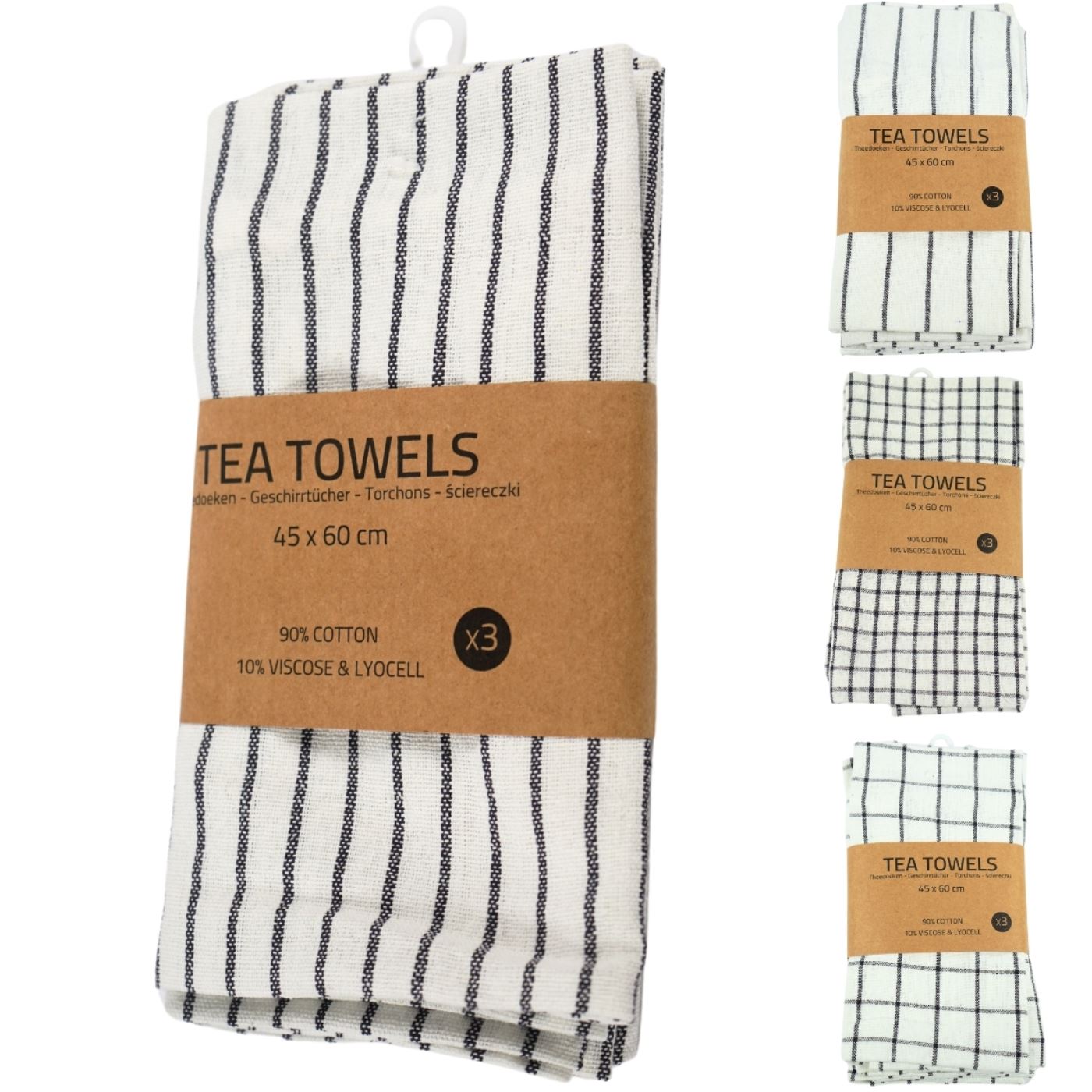 Theedoekset 3-delig 45x60cm 4 assorti