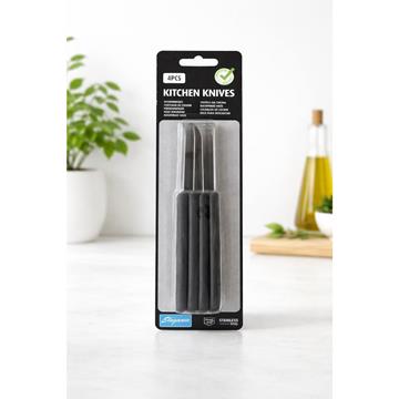 Schilmesjes RVS zwart 4 stuks op kaart
