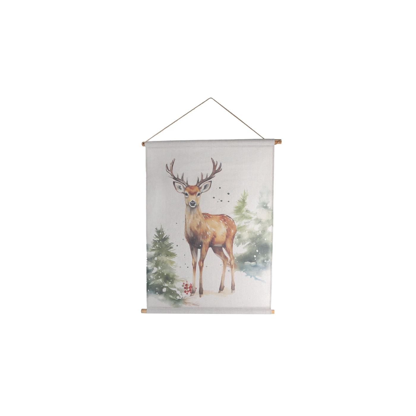 Wandversiering kerst hert stof 76x97cm