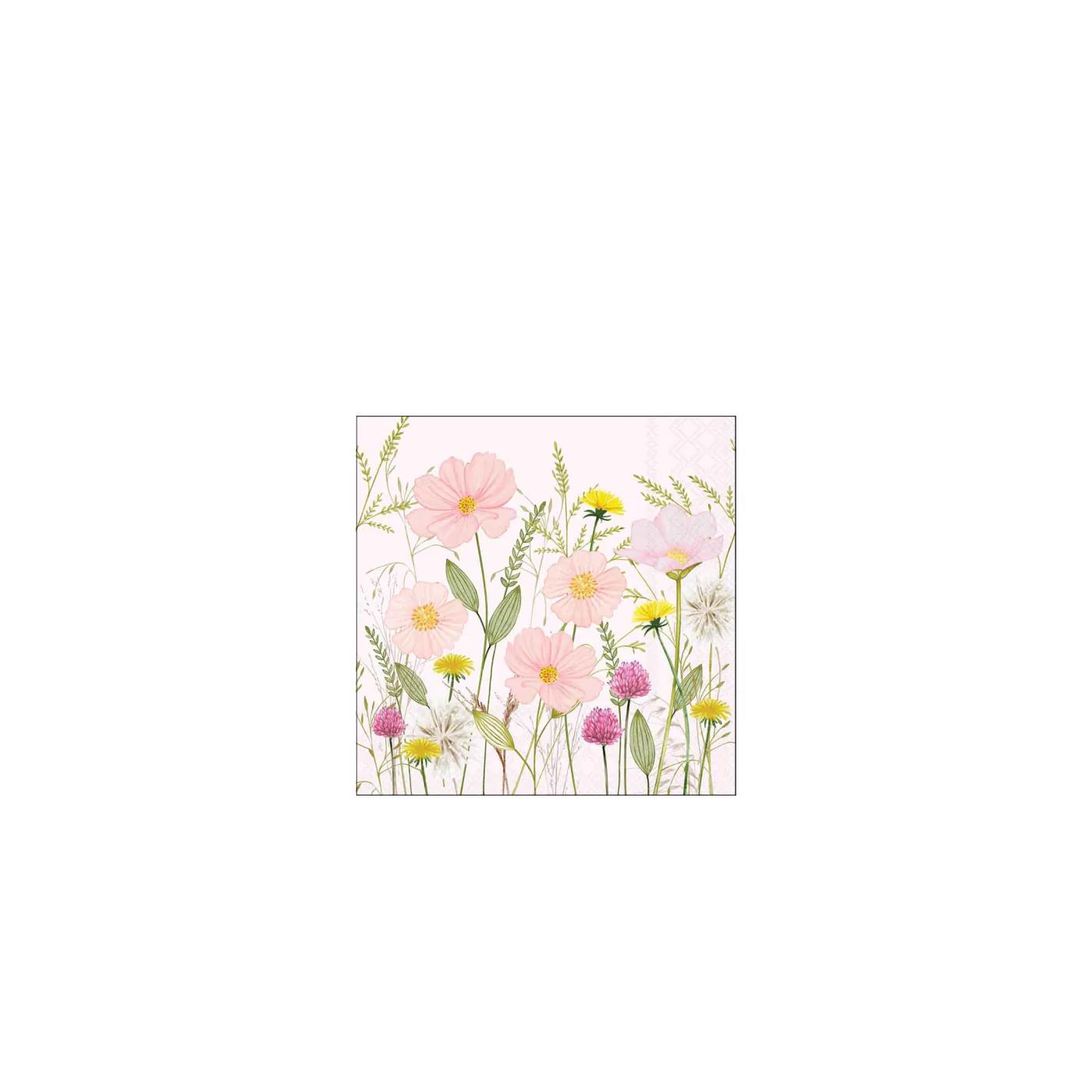 Servetten 25cm pastel flowers roze