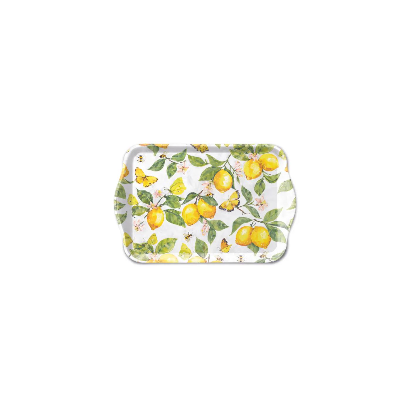 Tray melamine 13x21 cm fresh lemons wit