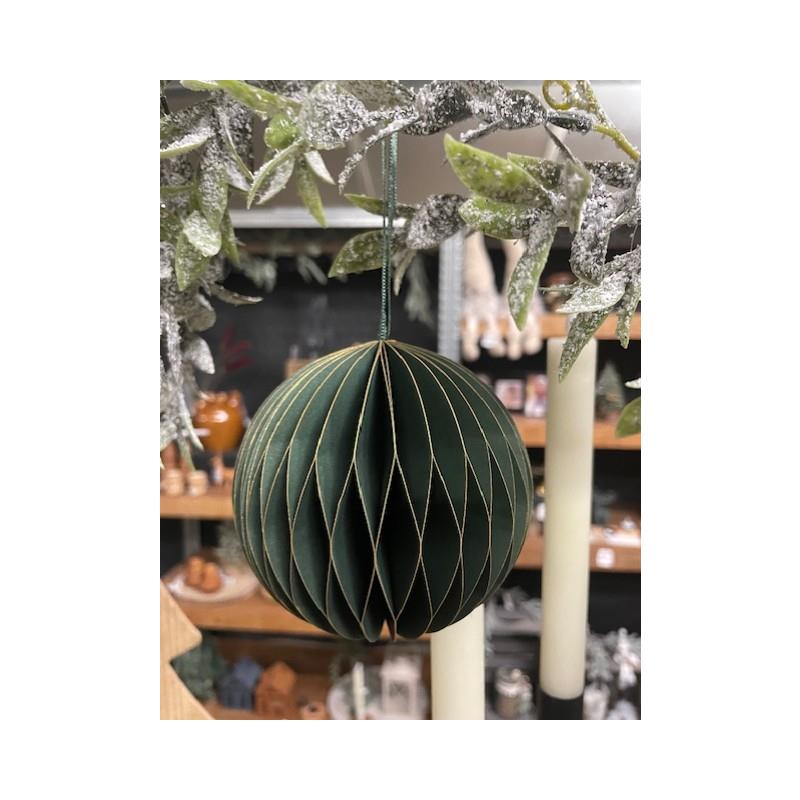 Kerstbal  papier10cm groen