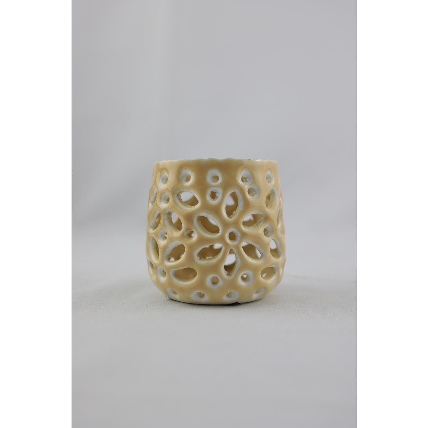 Waxinelichthouder  beige 8x8x7cm