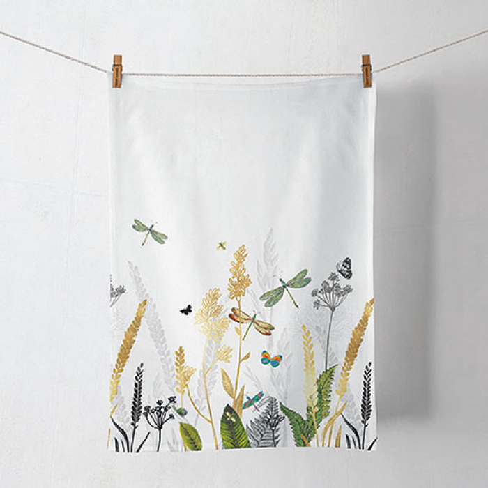 Theedoek Ornamental Flowers White