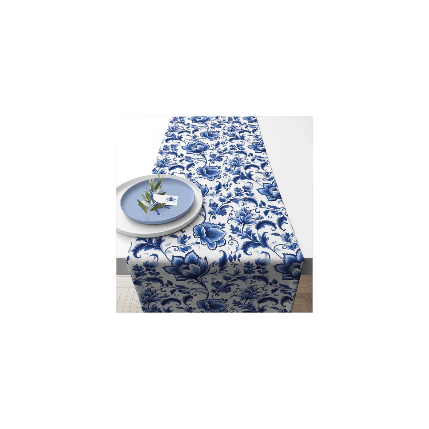 Tafelloper 40x150cm delft blauw florals