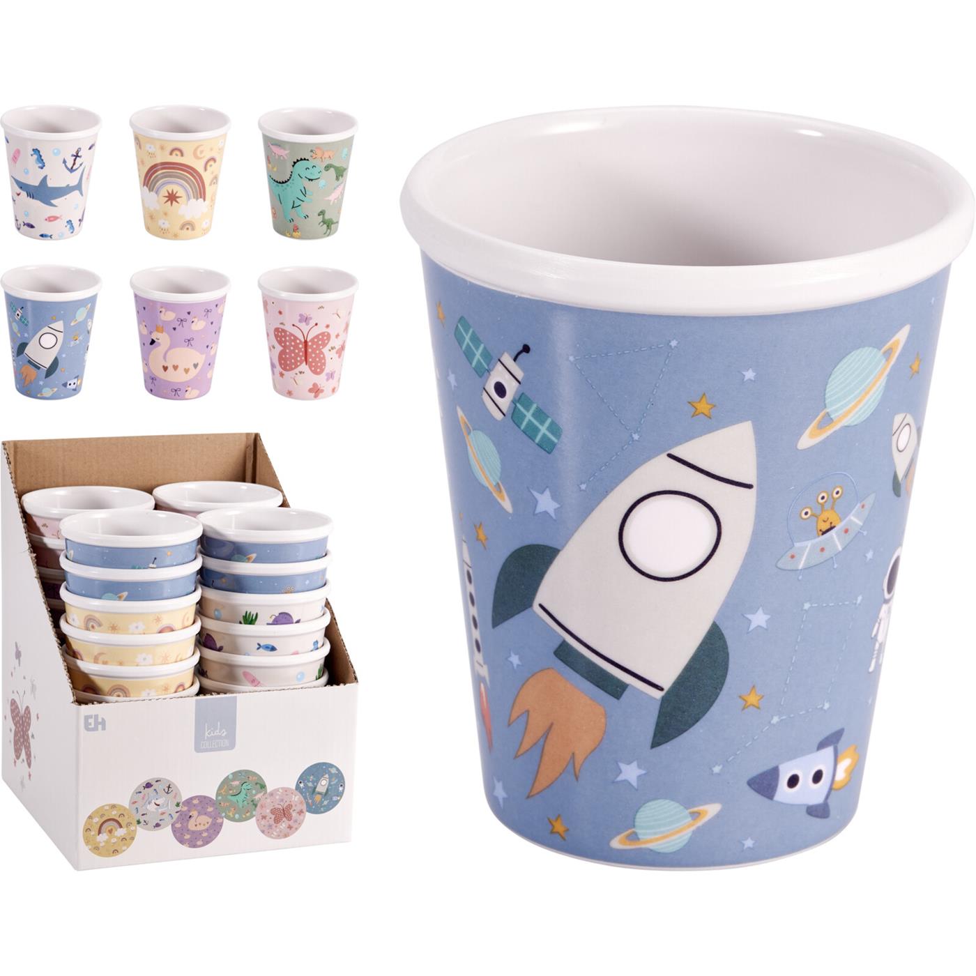 Beker melamine 250ml 6ass