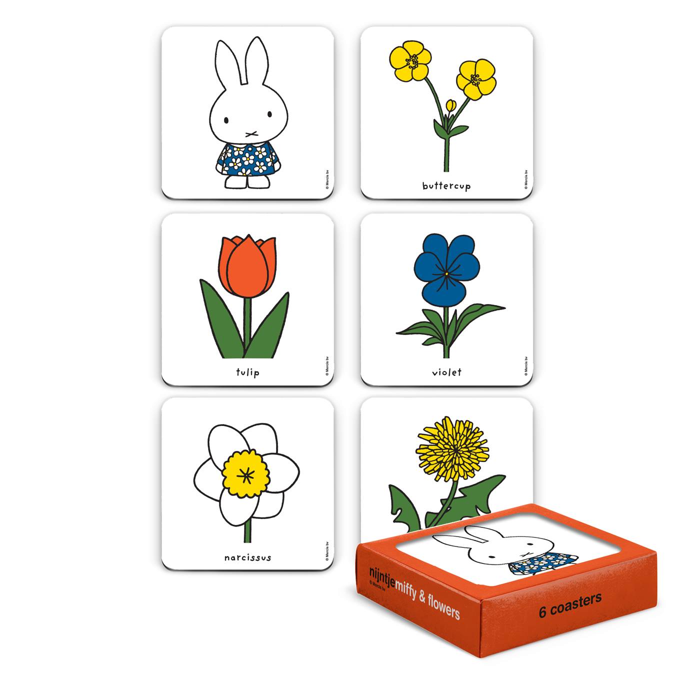 Onderzetters Nijntje en bloemen 6 stuks