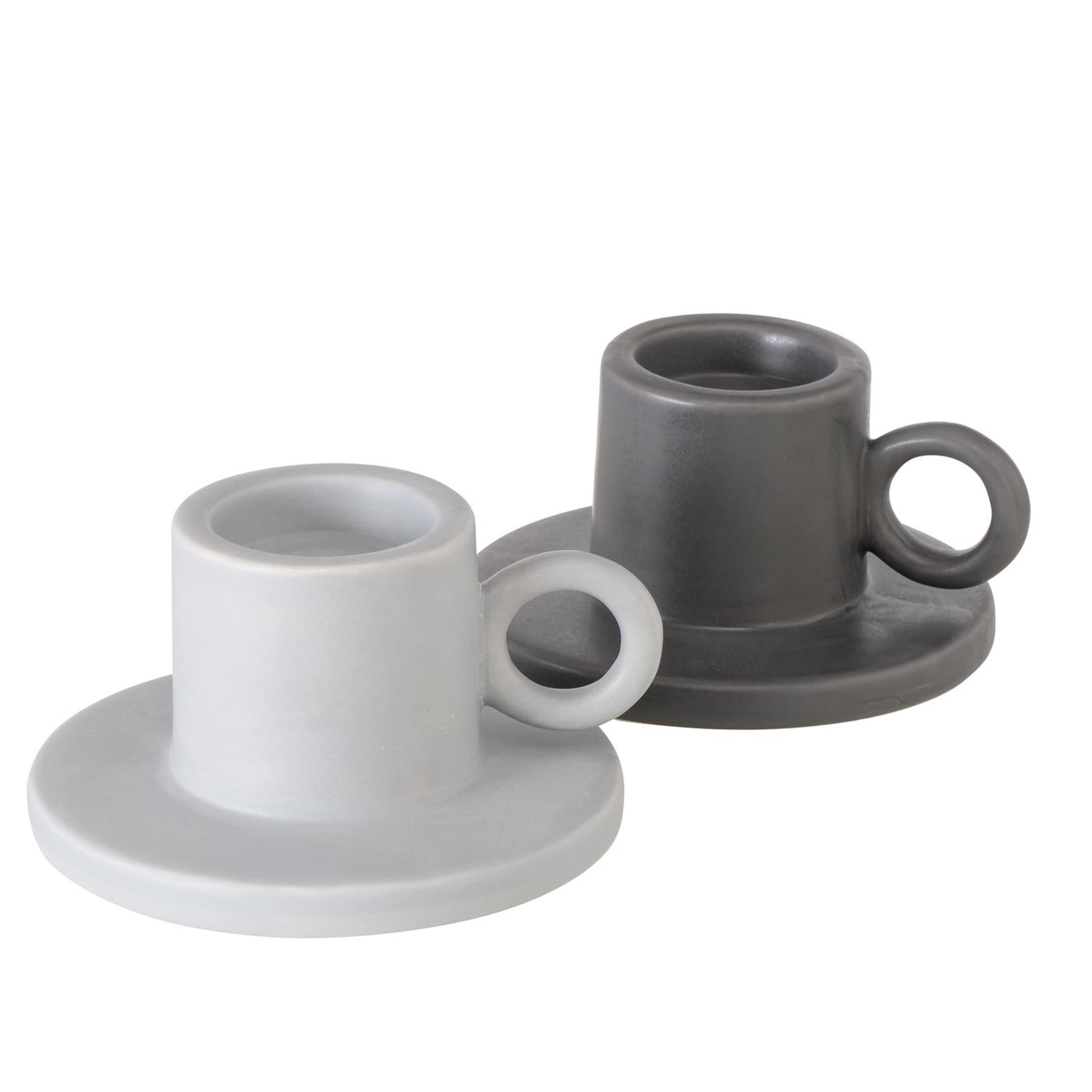 Boltze Home kandelaar bryona blakertje h7cm van steen wit/grijs voor waxine of dinerkaars