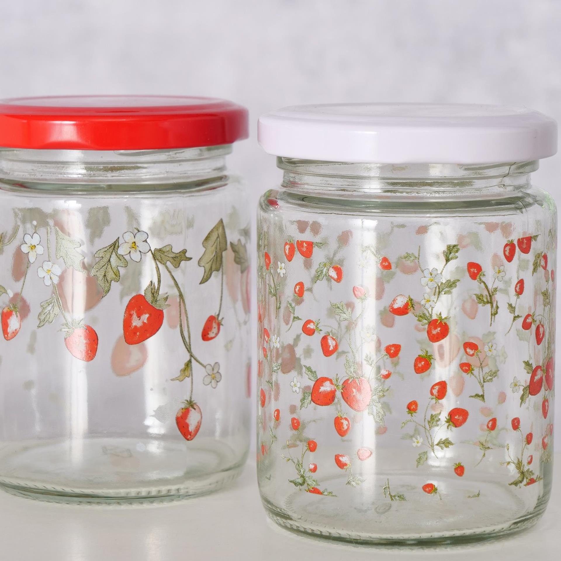 Boltze Home voorraadpot 'emily' aardbei glas 240ml dia.7x9cm 2 assorti