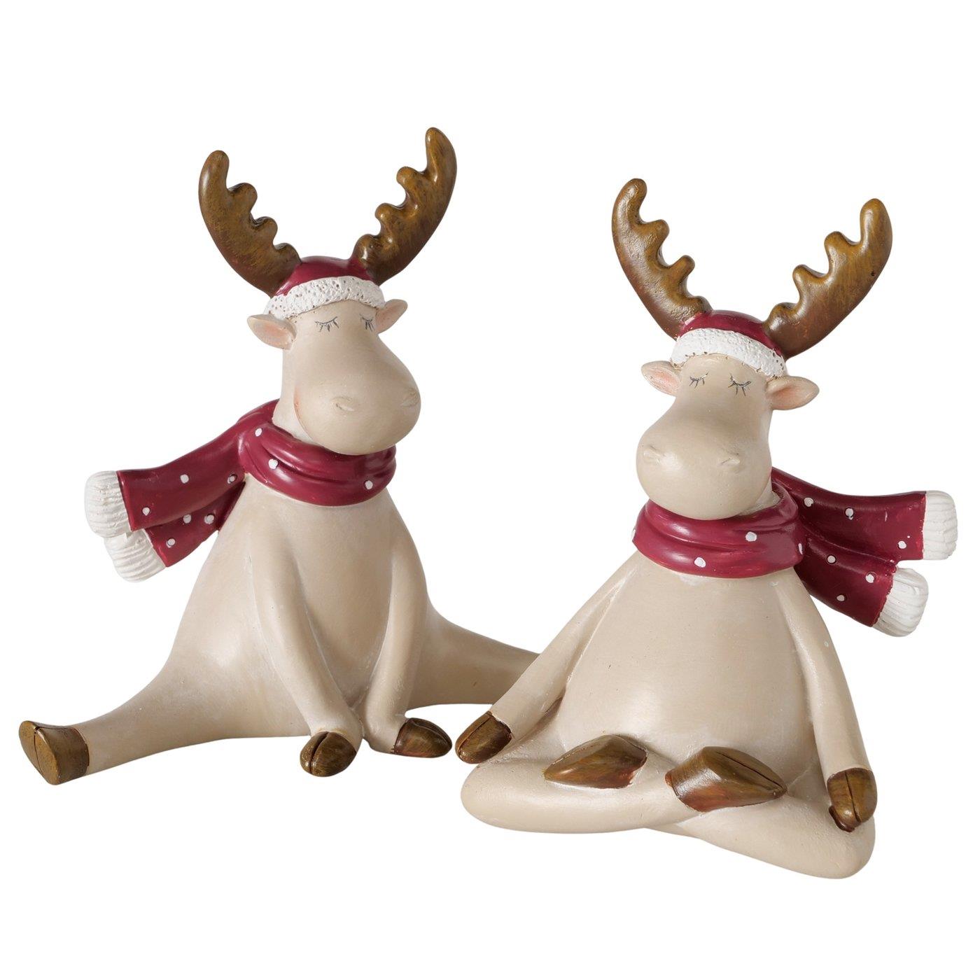 Boltze Home Figuur Hert H12,5cm RoodWit