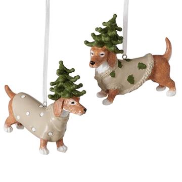Kersthanger hond polyresin 10,5x8,5x4cm