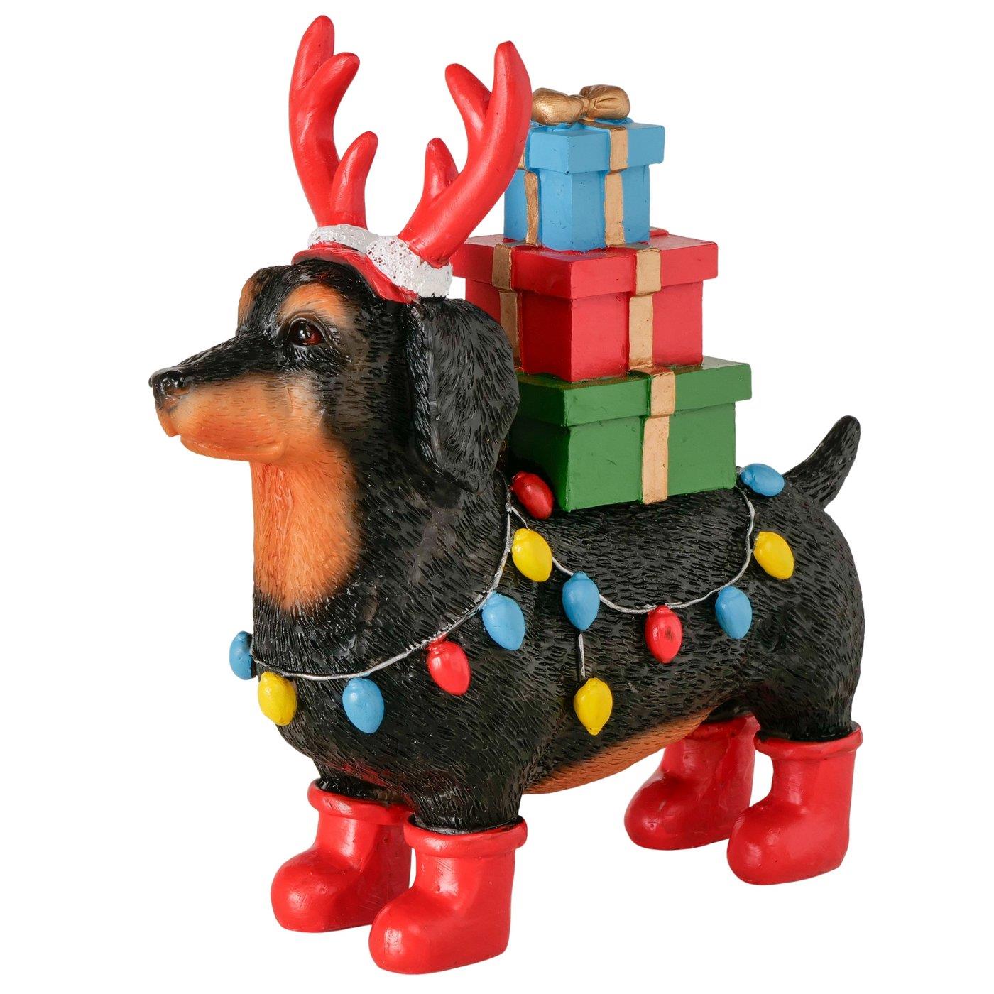 Boltze Home Figuur Hond H21,5cm rood