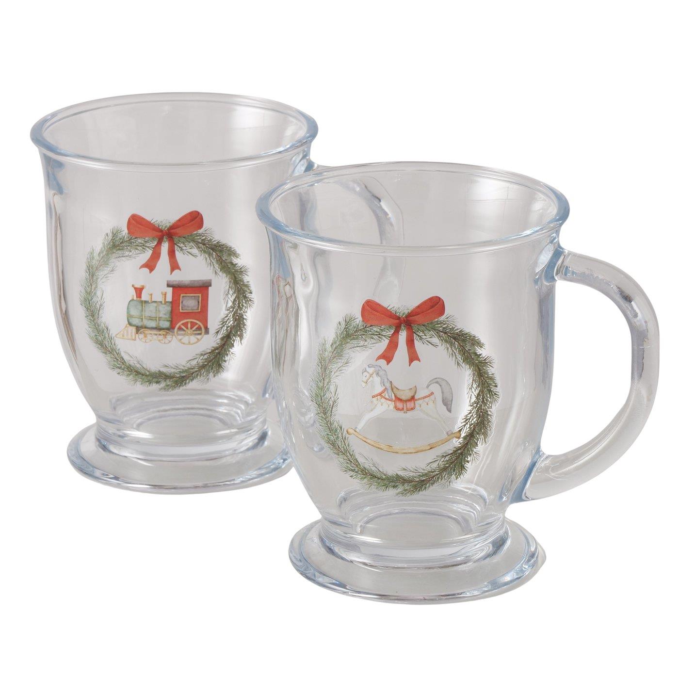 Boltze Home Mok 490ml glas kerstkrans