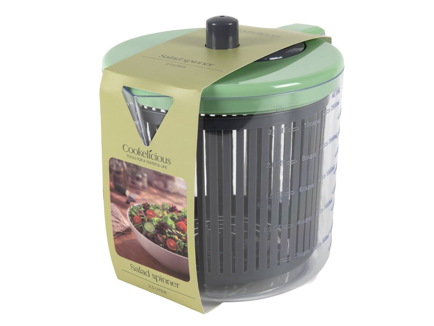 Salade spinner 2,5L kunststof groen