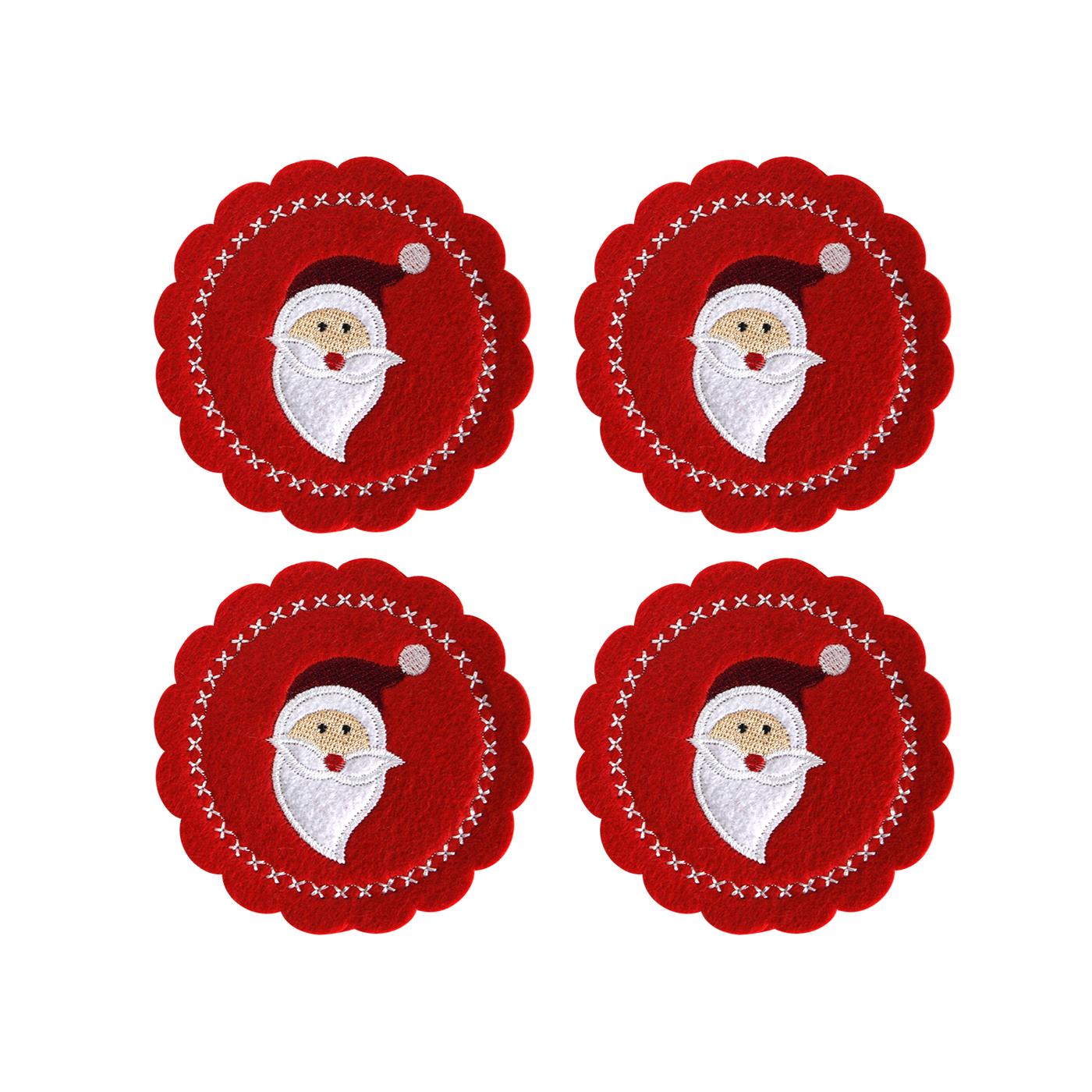 Onderzetter kerst 4-dlg vilt Ø10cm