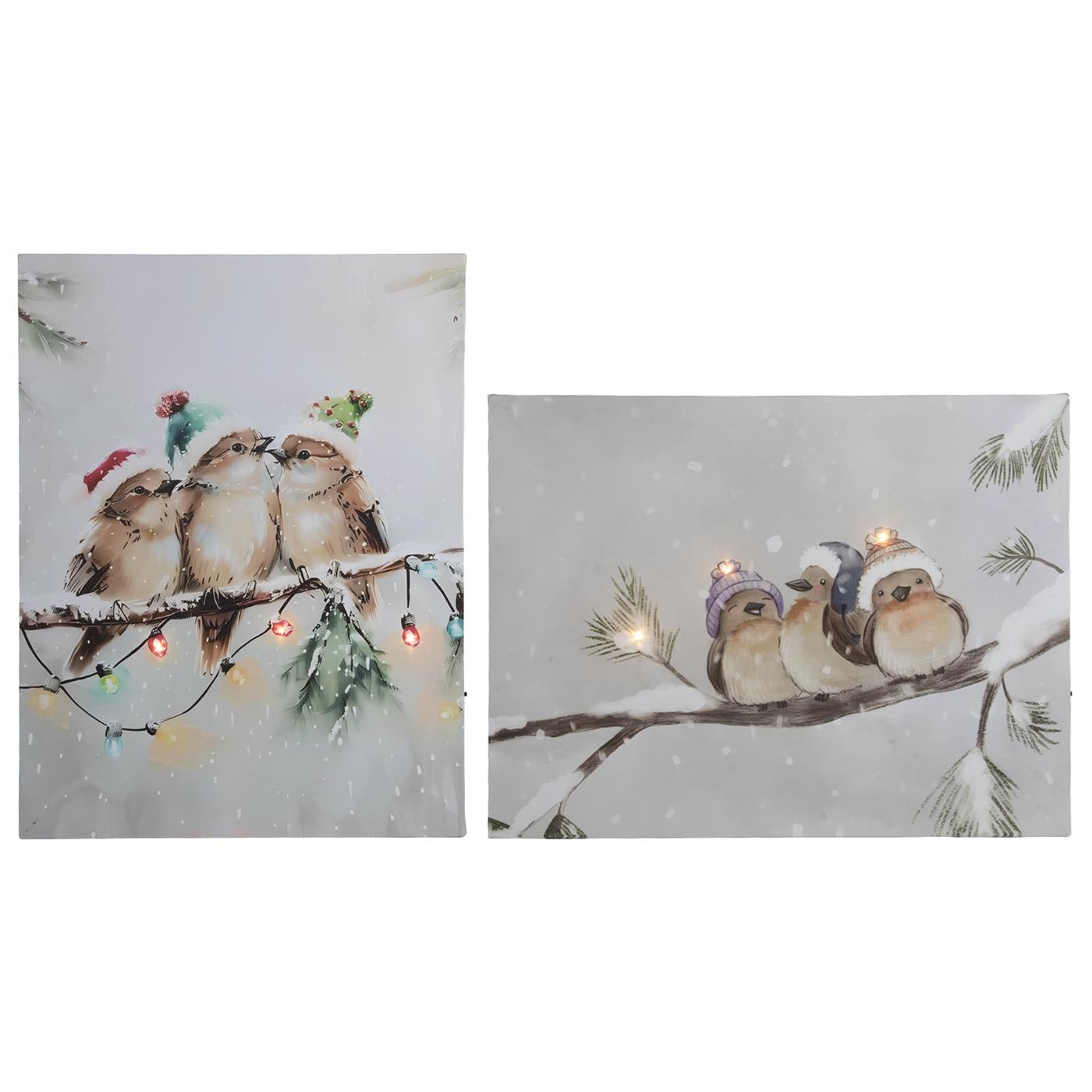 Canvas vogeltjes met 3LED 30x40cm