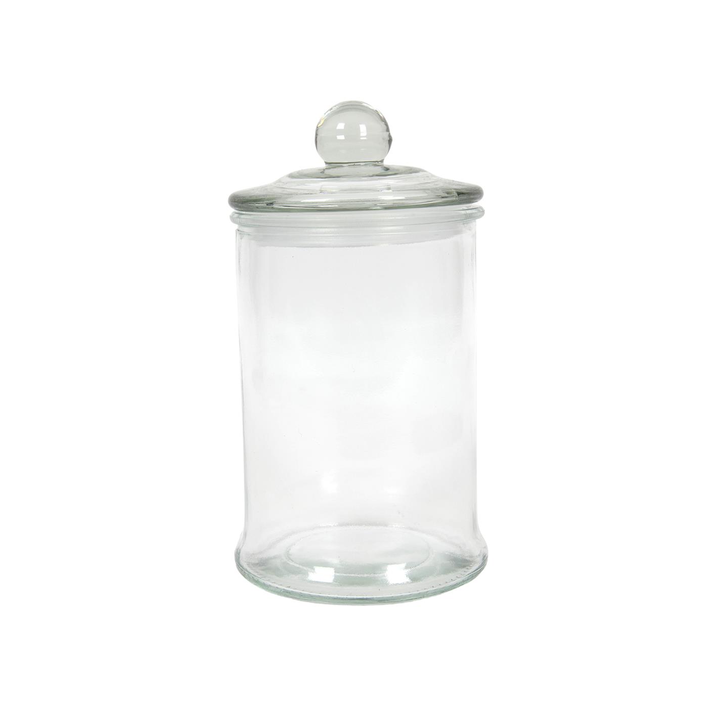 Voorraadpot glas met knop Ø10x18,5cm