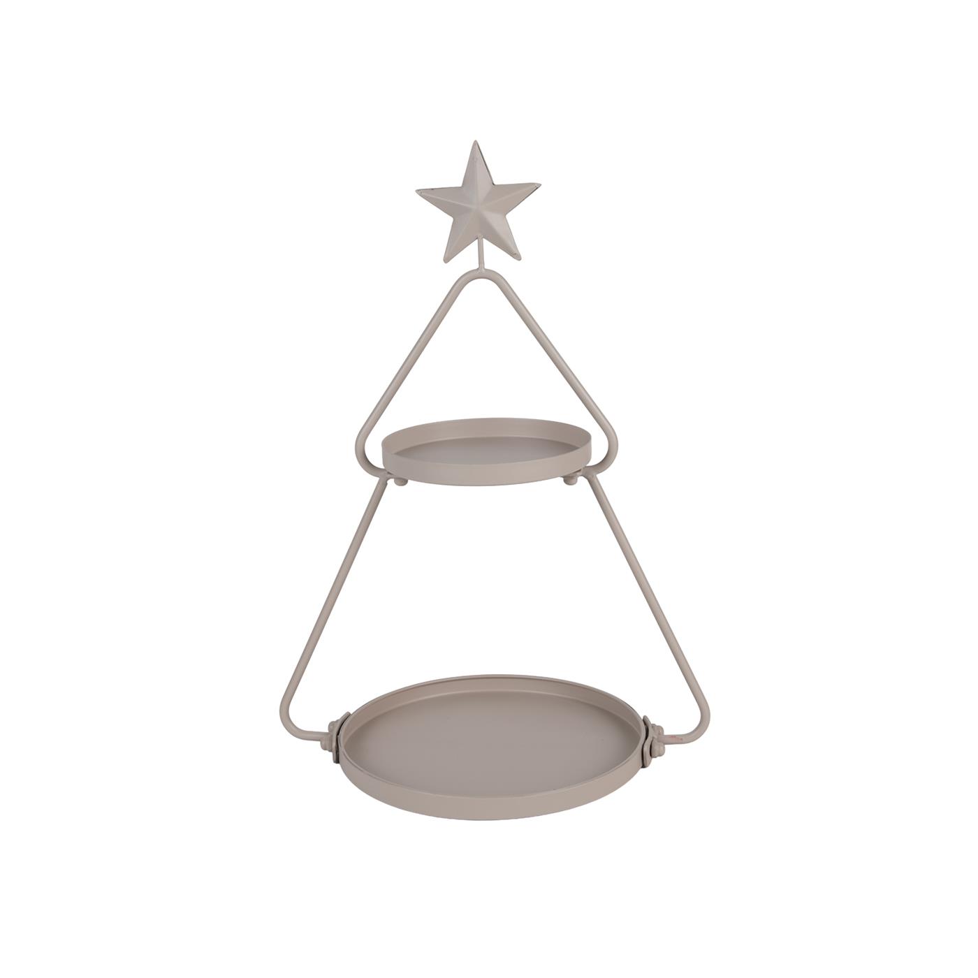 Etagere ster metaal Ø35x38cm grijs