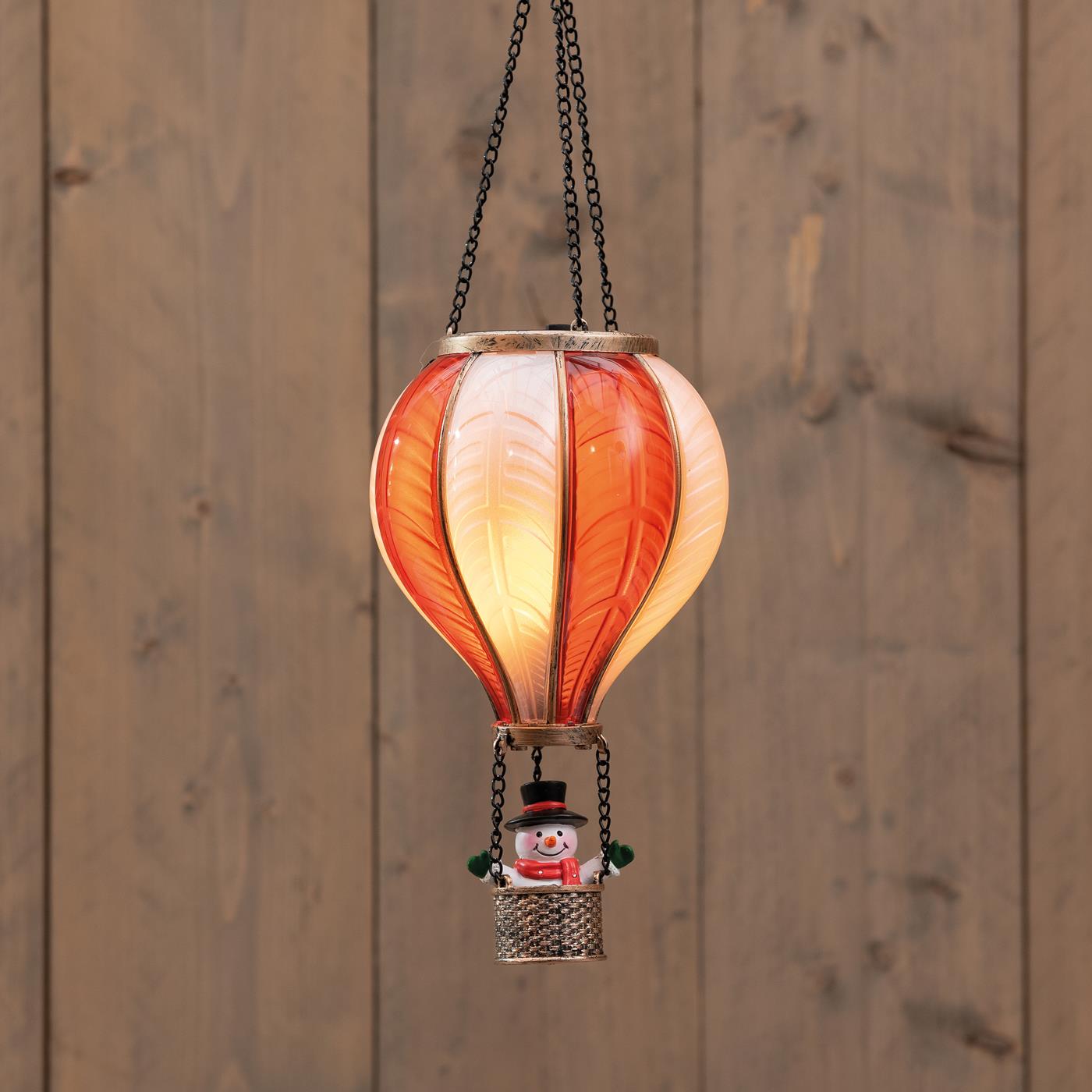 Luchtballon met sneeuwpop 20LED H25cm