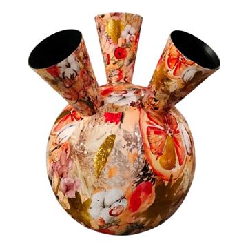 Tulpenvaas bloem oranje/goud 20x29cm