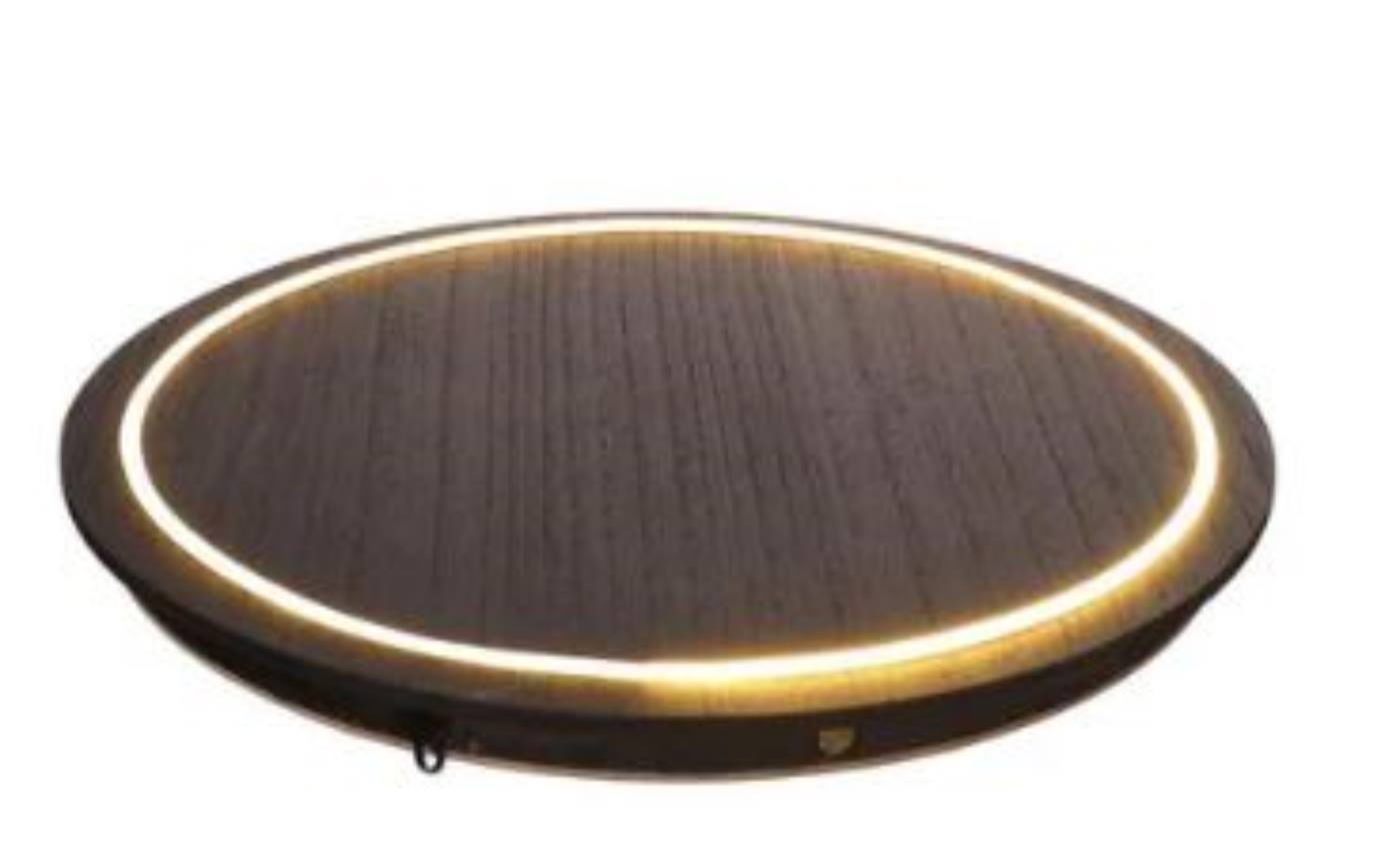 Houten plateau met neonlicht Ø28cm
