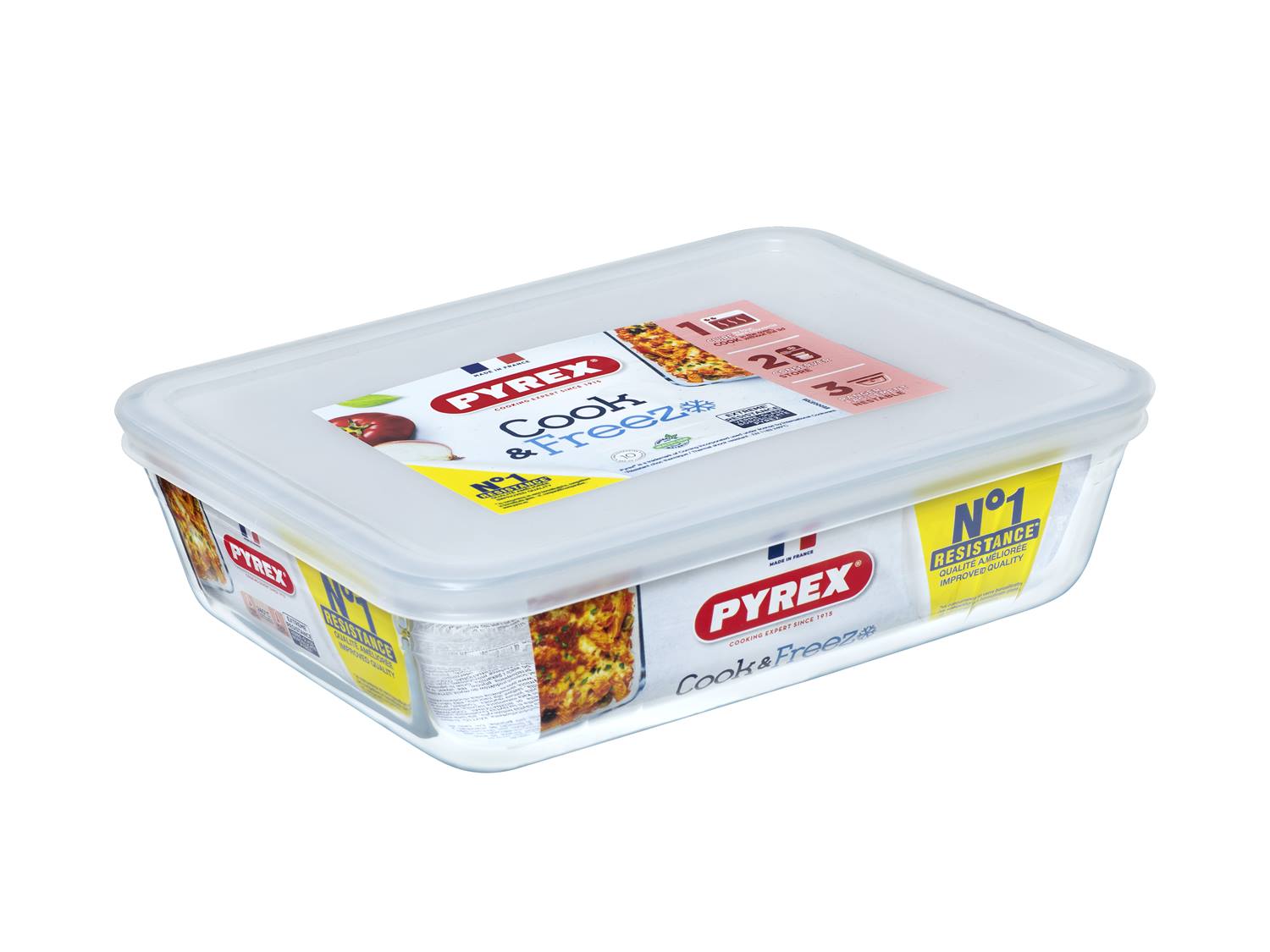 Pyrex schaal met kunststof deksel 1.5L