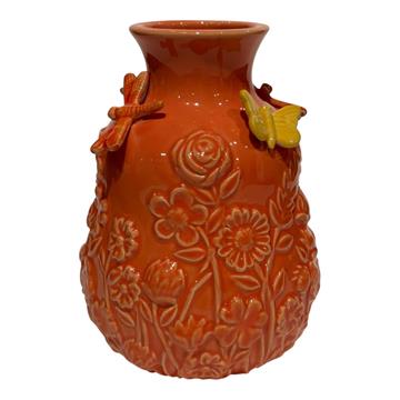 Vaas met vlinders kaneel-bruin 14xH18cm