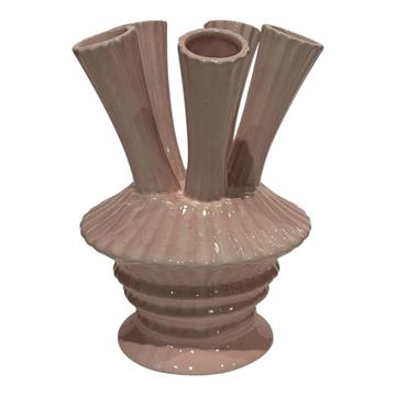 Vaas met buizen pastel roze 13,1xH18,7cm
