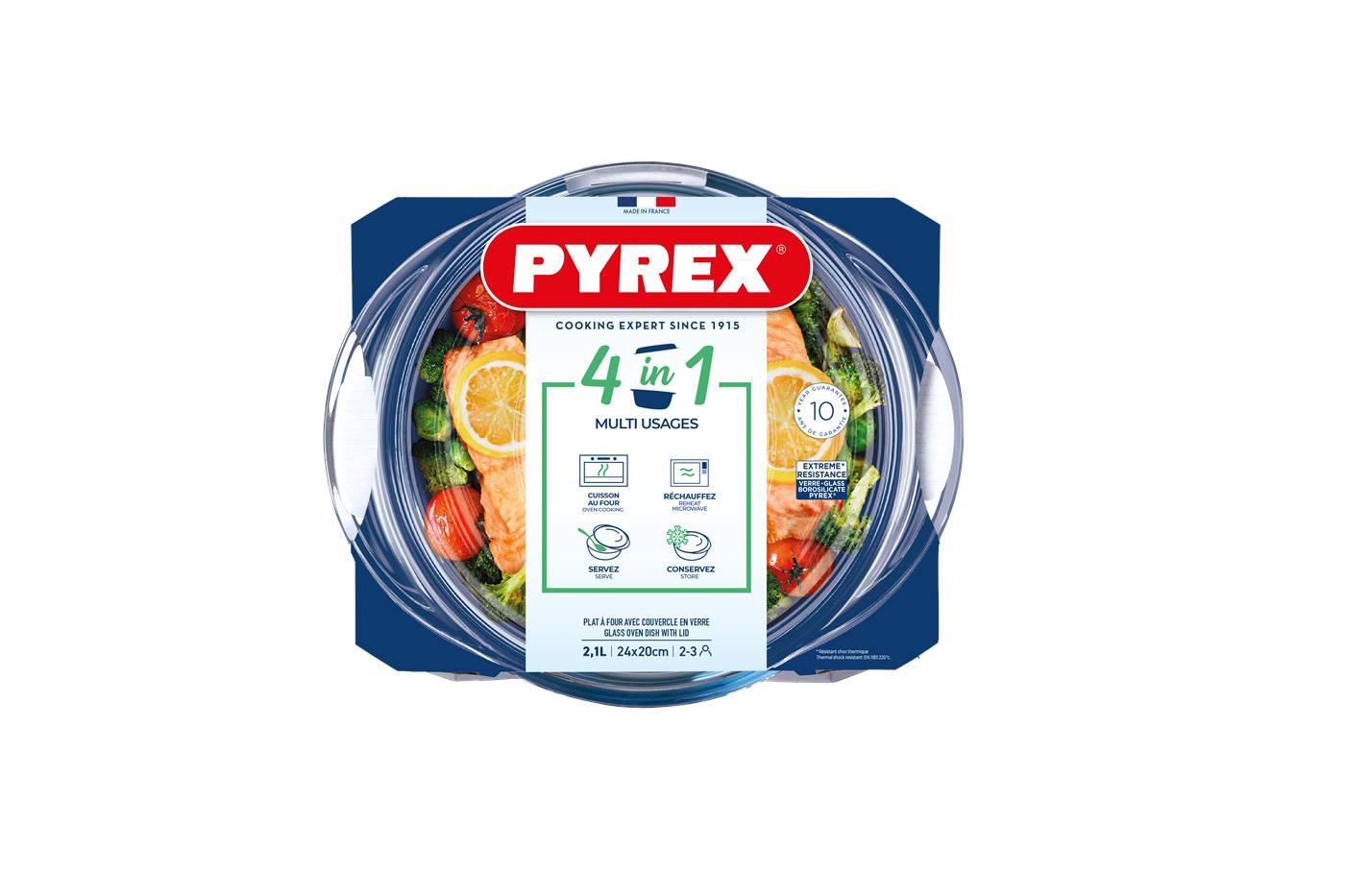 Pyrex ronde ovenschaal met deksel 2,1L
