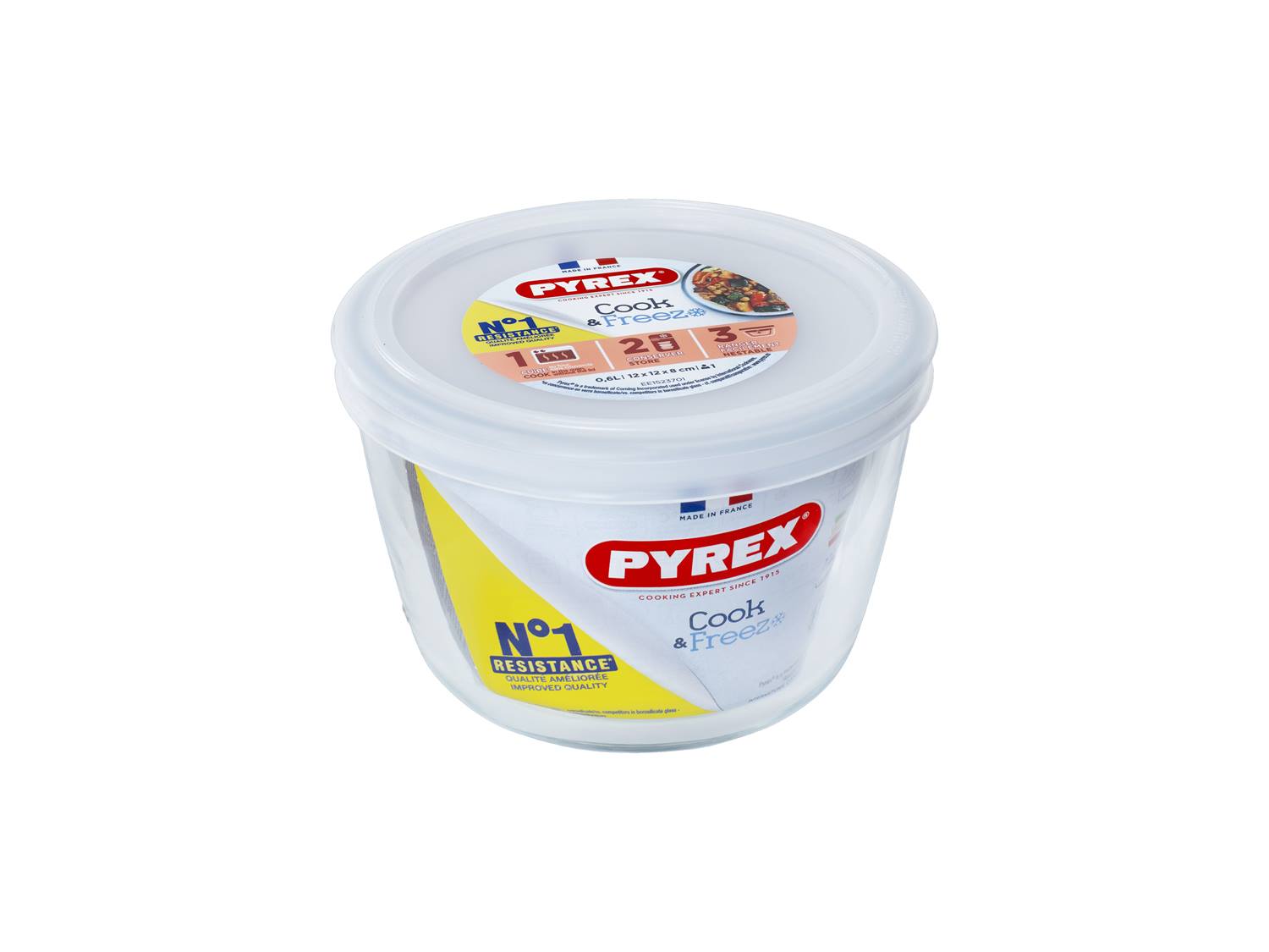 Pyrex schaal met kunststof deksel 0,6L