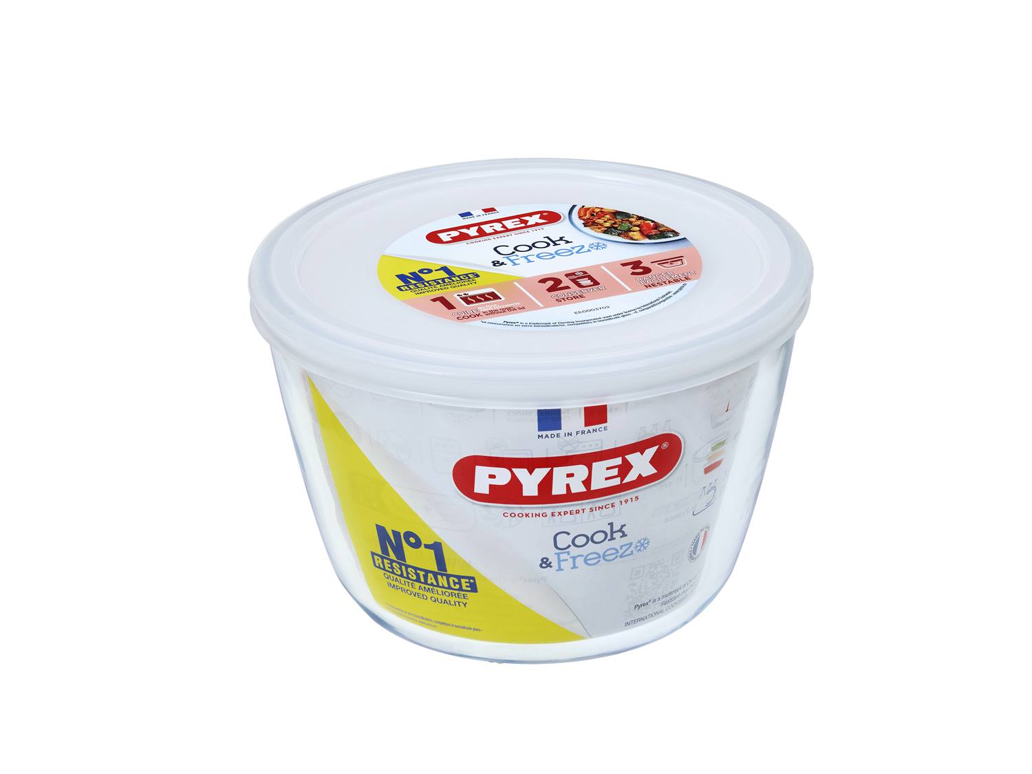 Pyrex Schaal met deksel 1,6L Ø16x11cm
