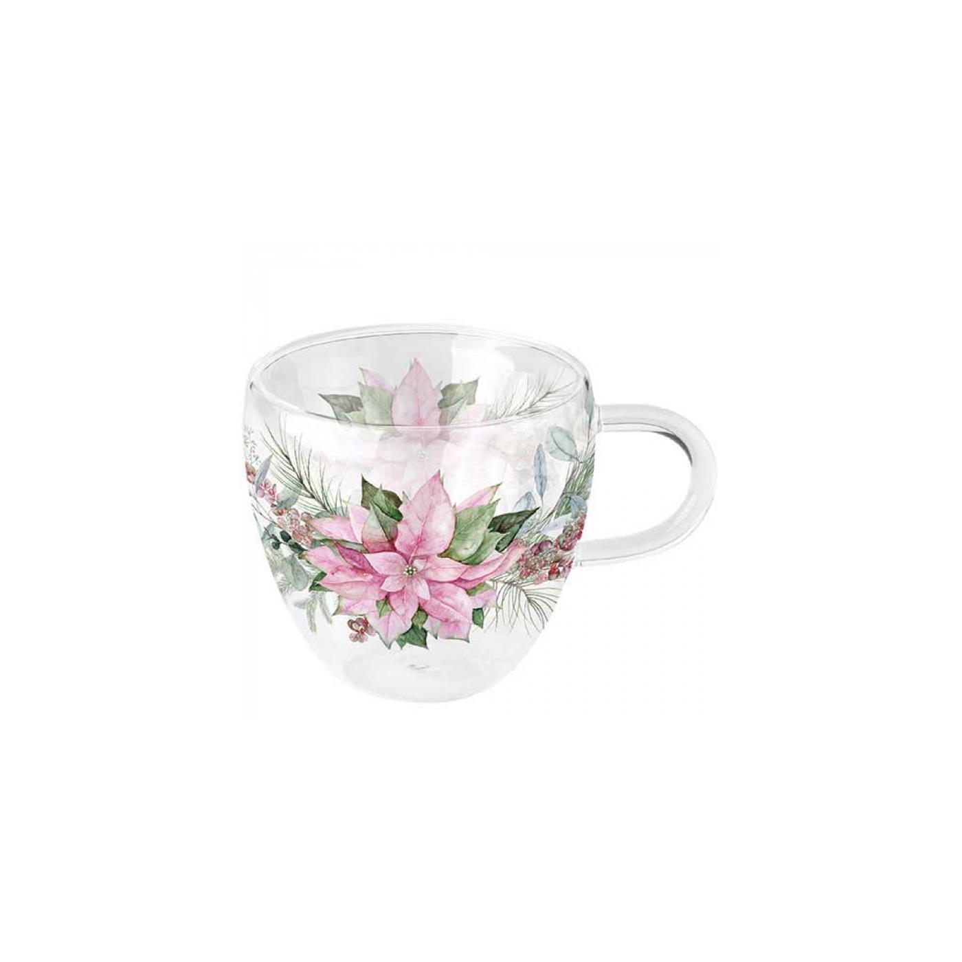Ambiente Glas dubbelwandiig  poinsettia