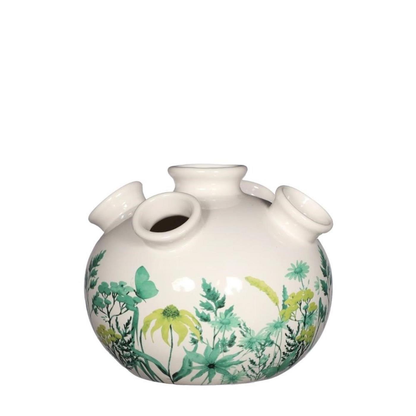 Tulpen vaas met print klein Ø13cm groen