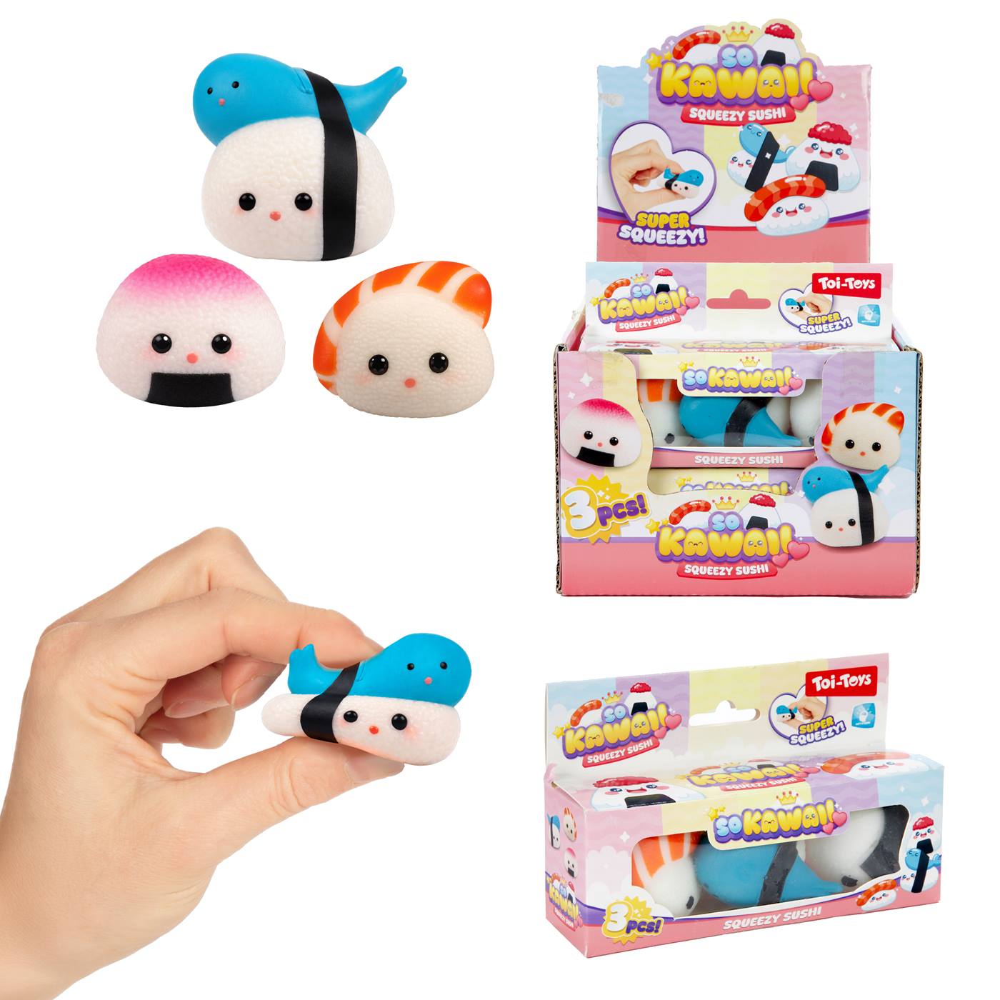 Knijpfiguren Squeezy Sushi 5,5cm 3st