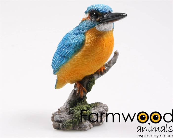 Tuinbeeld  ijsvogel op stam 9x9x15cm
