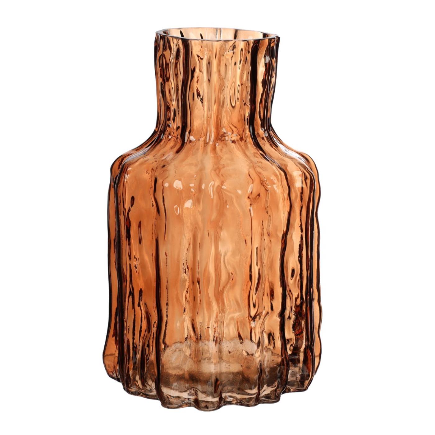 Vaas Morgan glas Ø14 h.24 cm bruin