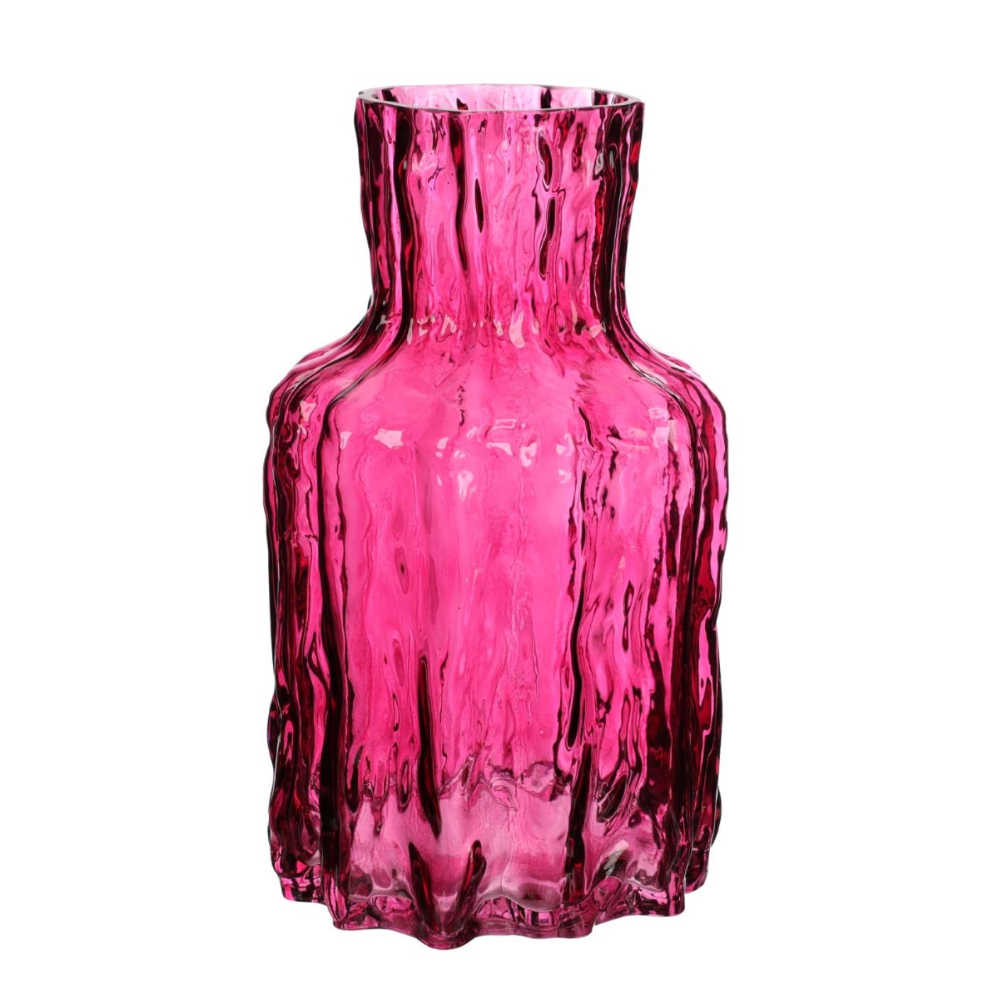 Vaas Morgan glas Ø14 h.24 cm kersenrood