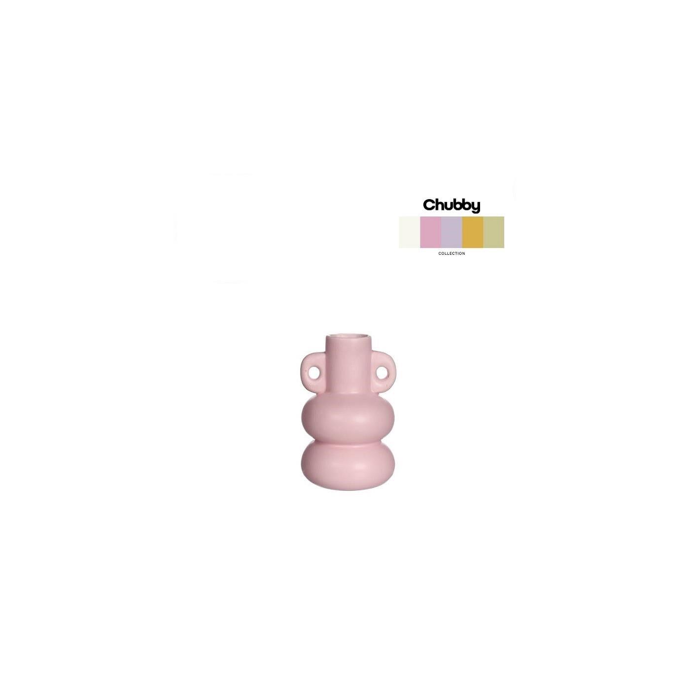 Chubby kaarsenhouder H12cm roze