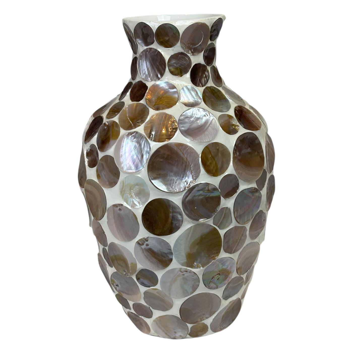 Vaas Mozaïek Keramiek wit/grijs Ø27x43cm