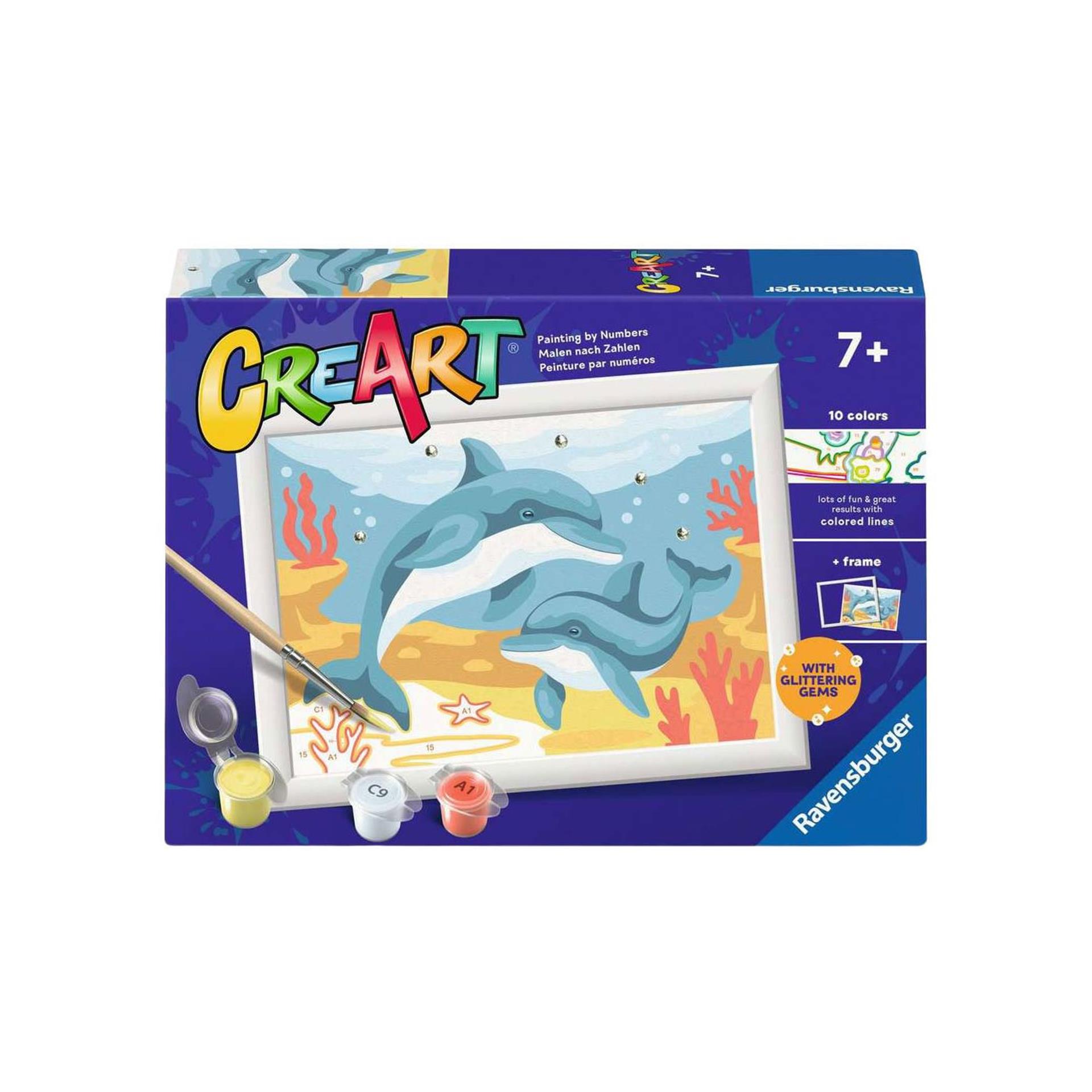 Ravensburger - creart: springende dolfijn - schilderen op nummer